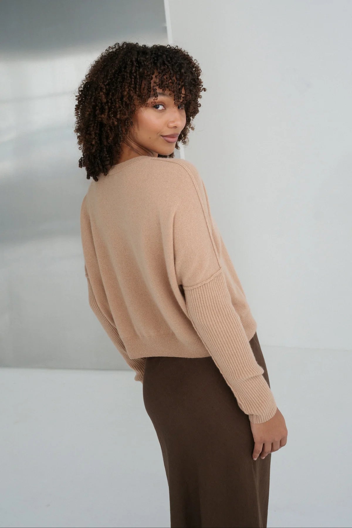 Ribbed Sleeve Cashmere Jumper