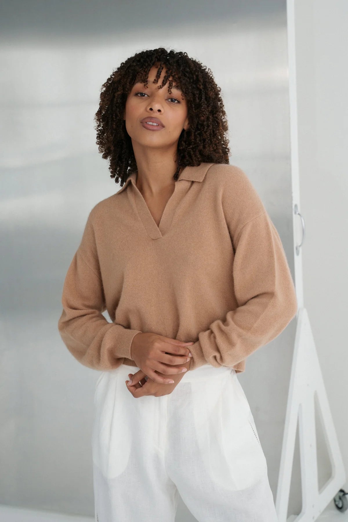 Cashmere Blend Collared Knitted Jumper