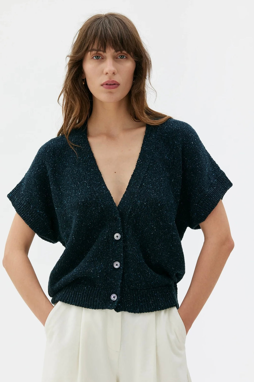 Chunky Knit V-Neck Cardigan | Sustainable Cotton BCI
