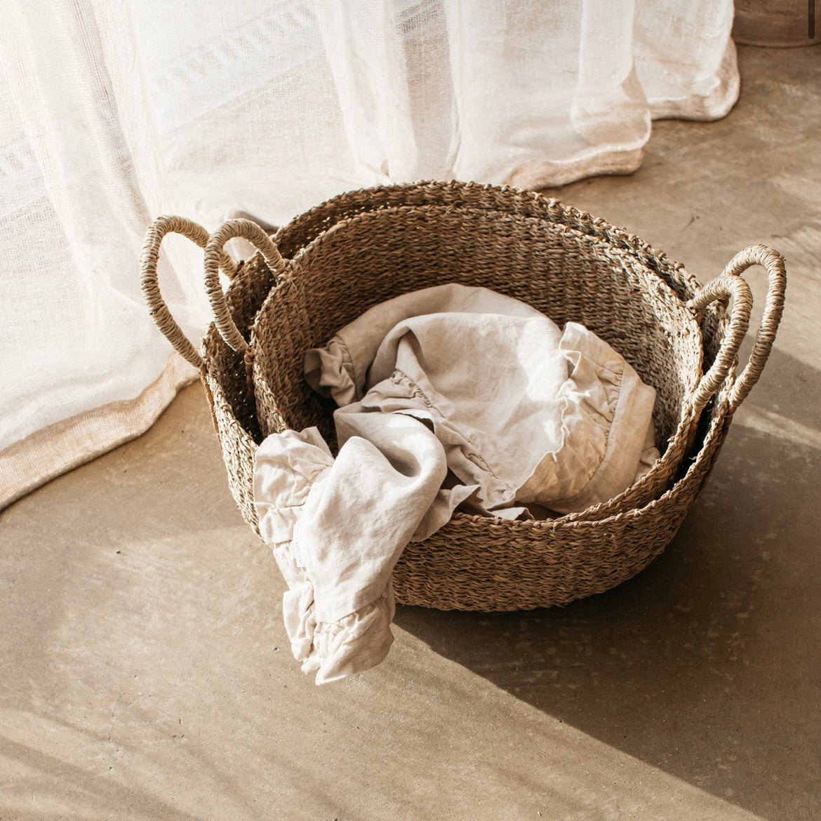 Oval Seagrass Basket | Hand Woven Storage image 2