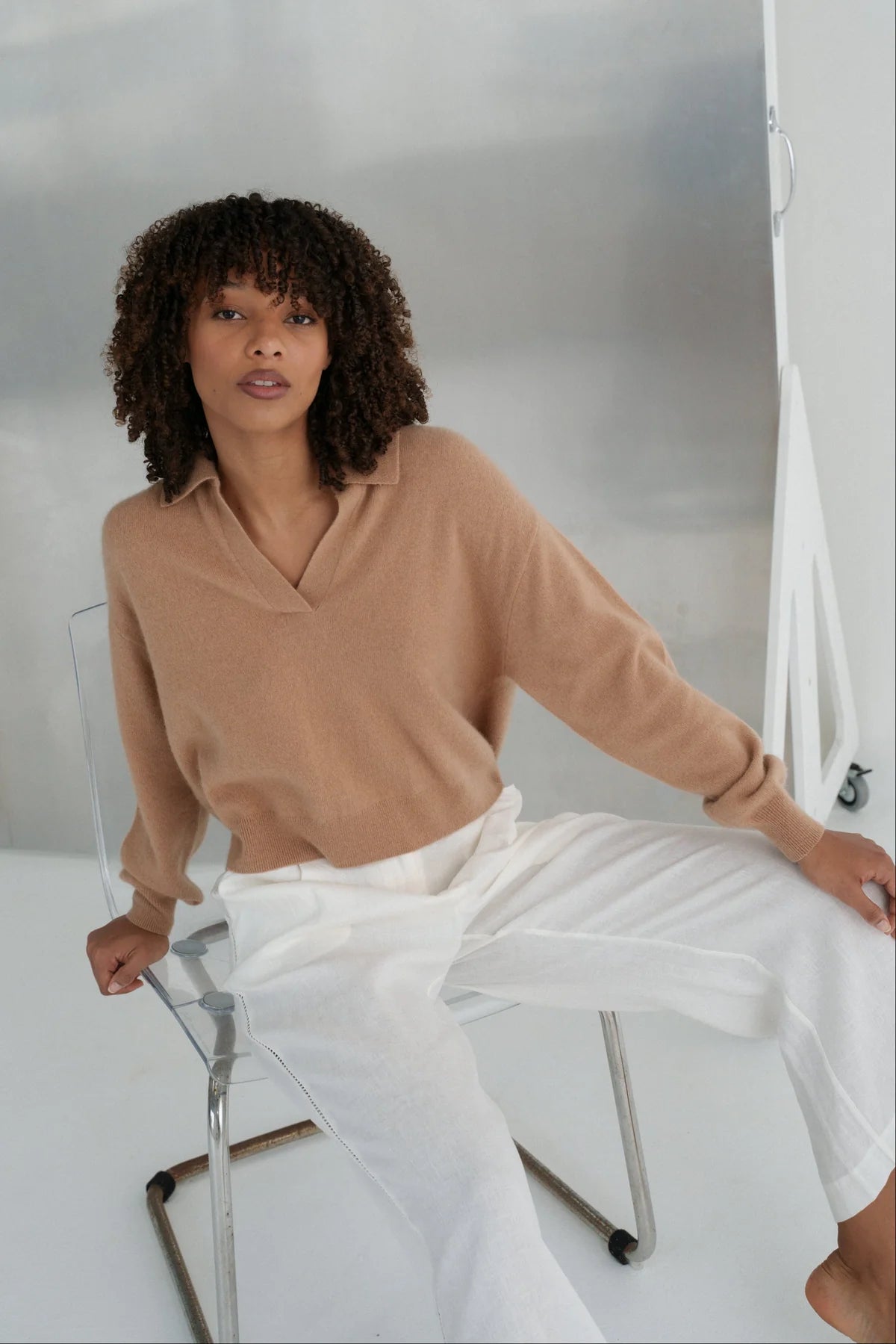 Cashmere Blend Collared Knitted Jumper