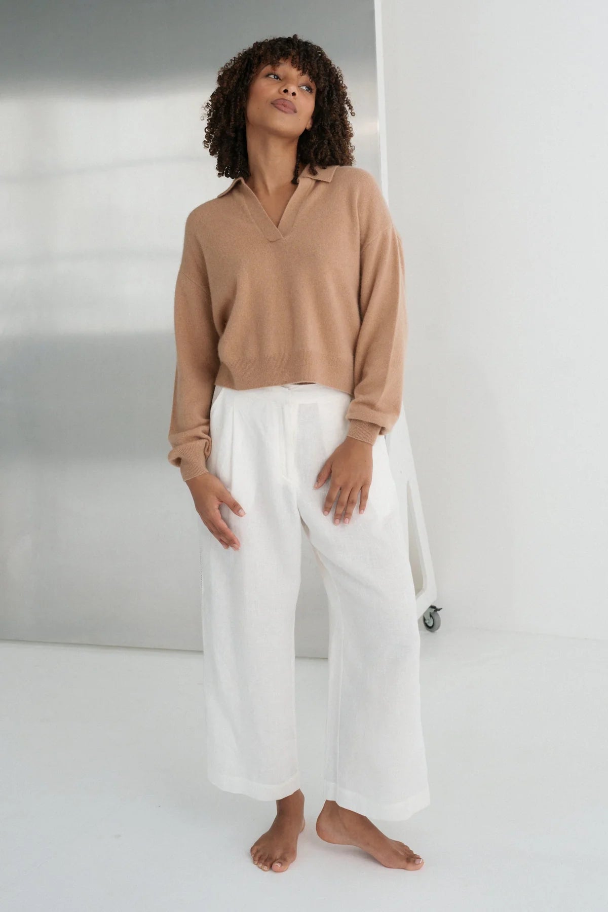 Cashmere Blend Collared Knitted Jumper