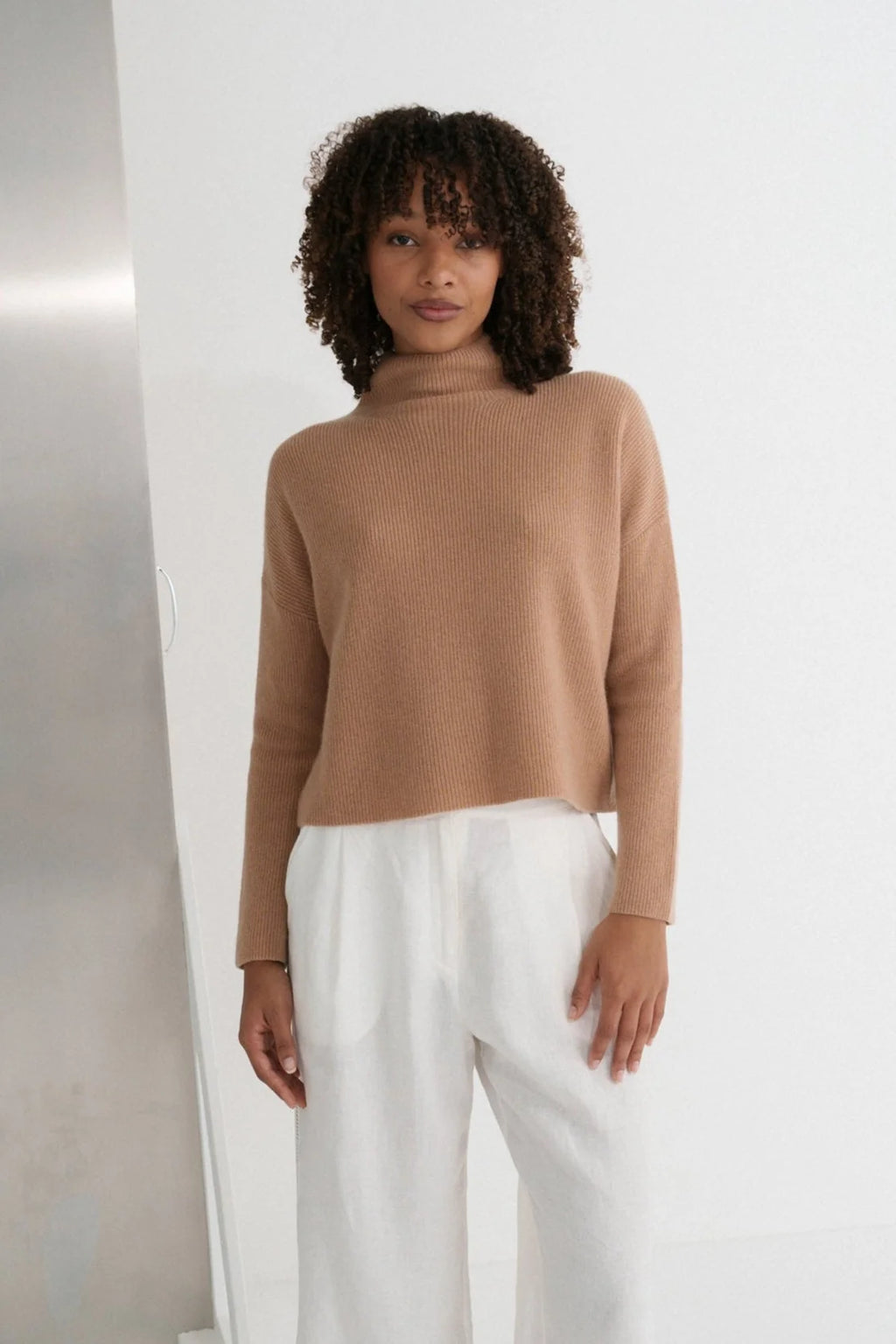 High Neck Cashmere Blend Knit