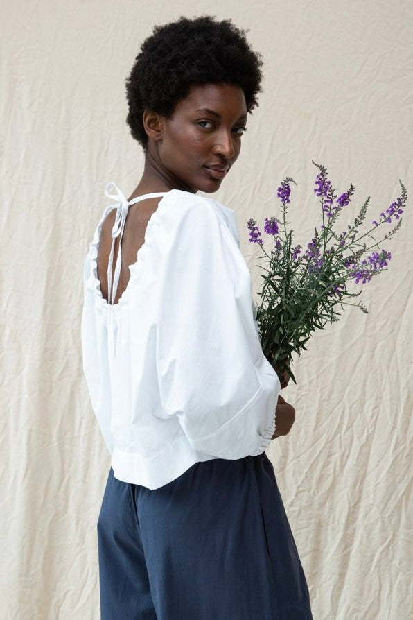 Poplin Balloon Sleeve Top | Organic Cotton