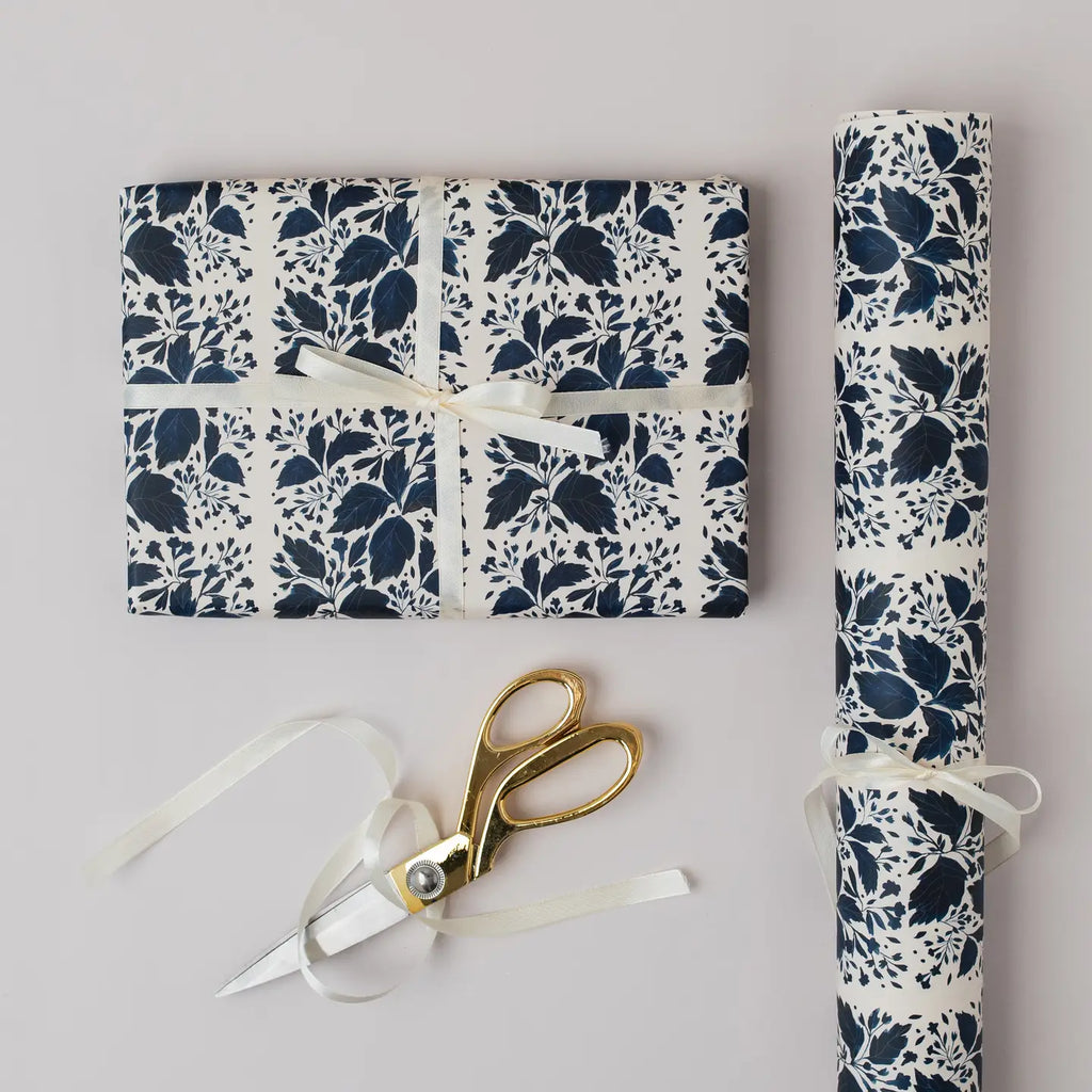Blue Botanical Luxury Wrapping Paper image 1