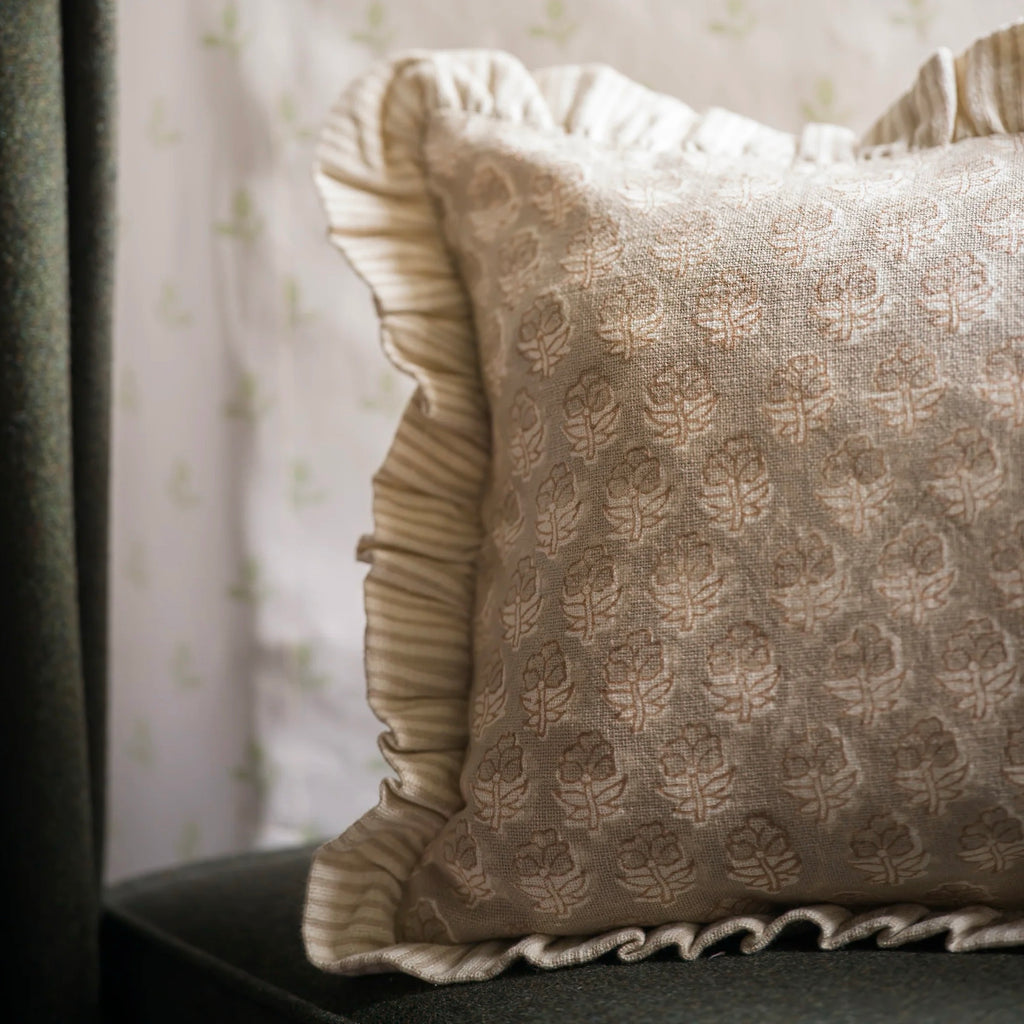 Floral Print Frill Cushion image 1