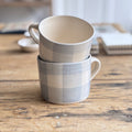 Squat Mug Checkered Duck Egg | Handmade Pottery