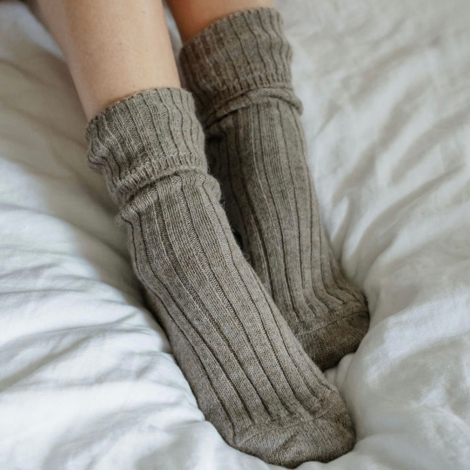 Alpaca Bed Socks - Fawn image