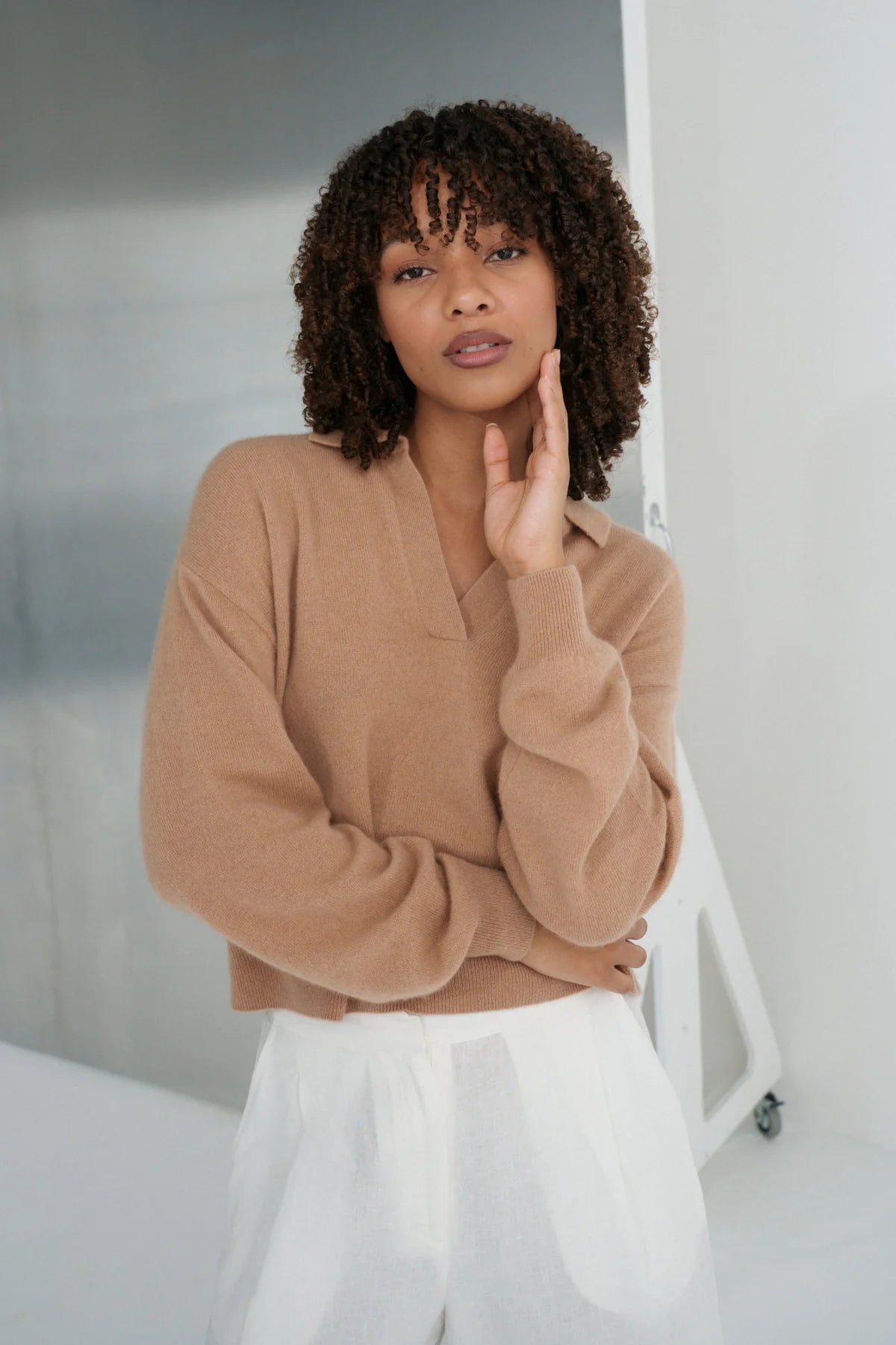 Cashmere Blend Collared Knitted Jumper