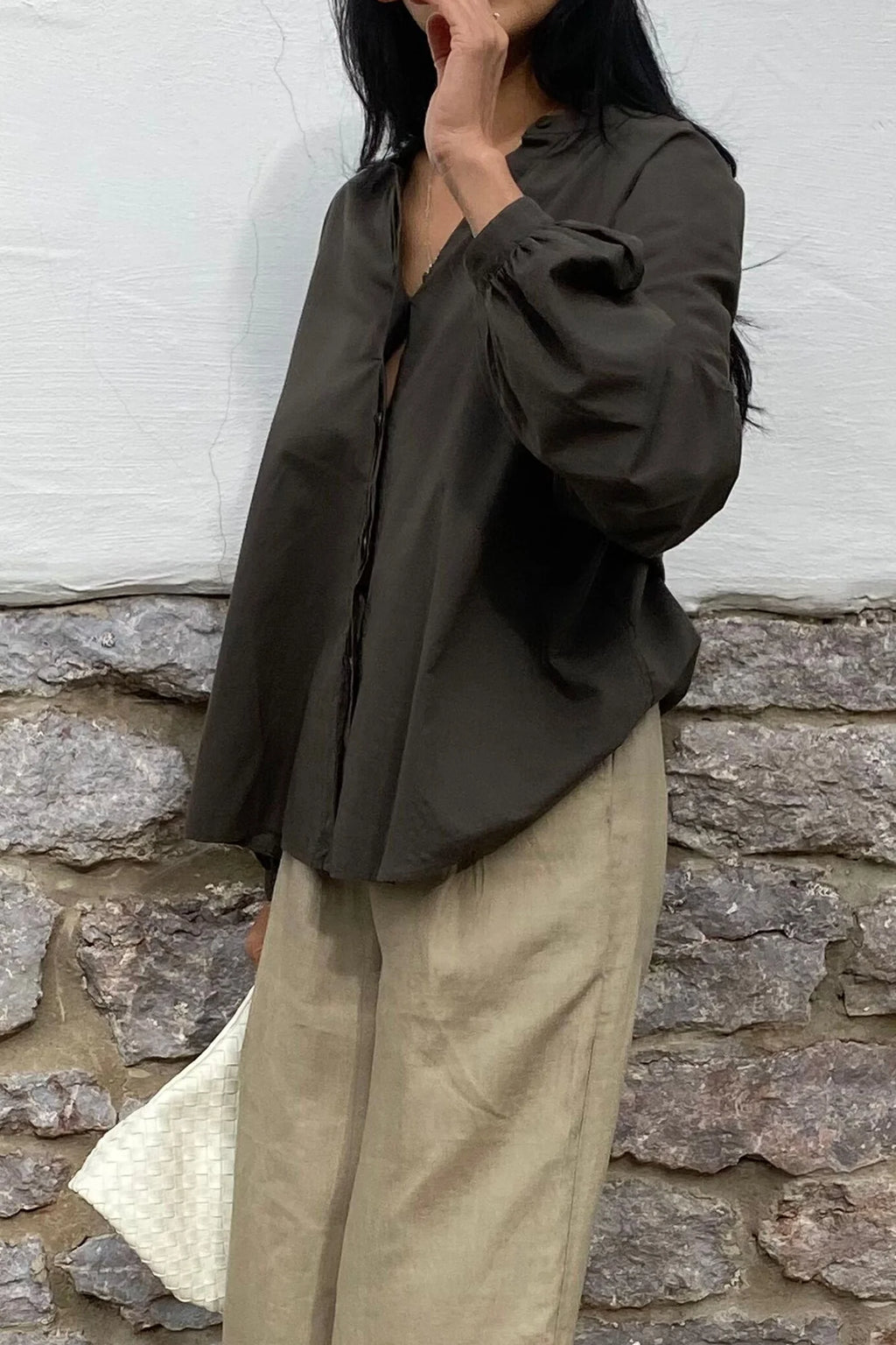 Relaxed Button-Front Blouse