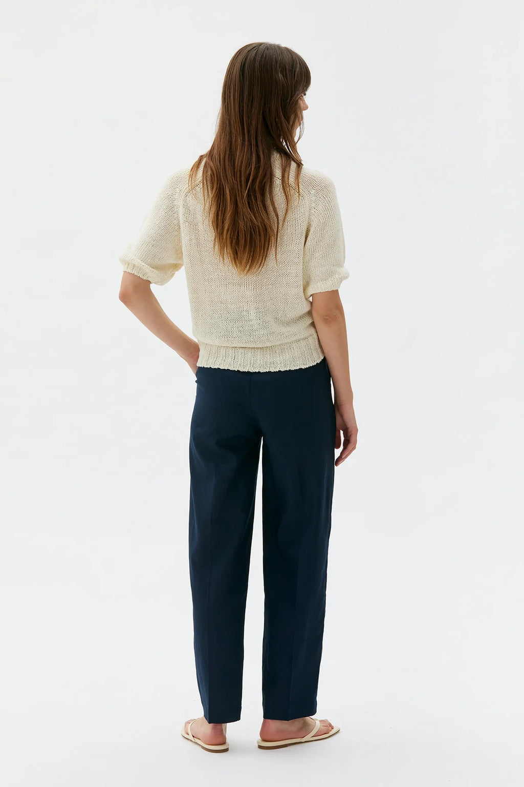 Open Knit Short-Sleeve Jumper
