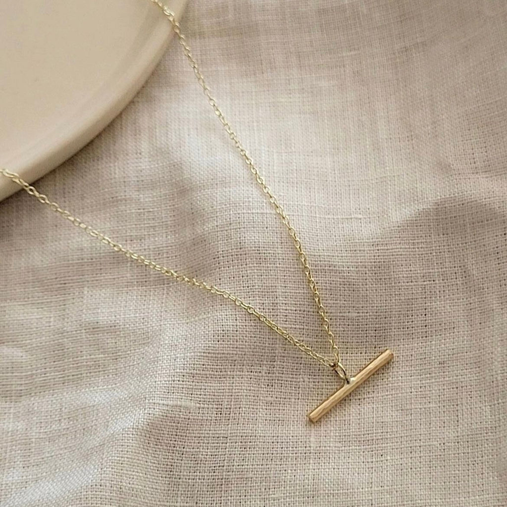 9ct Gold Minimal Bar Necklace image 1