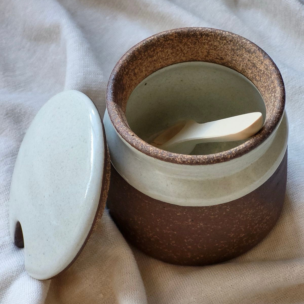 Stoneware Sugar Pot with Spoon image 2