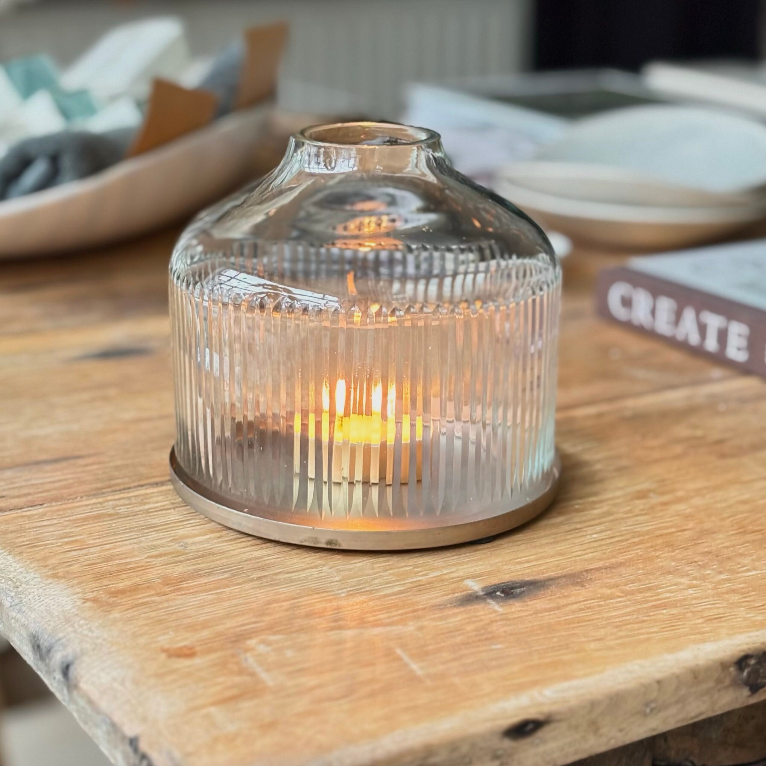 Handblown Reeded Candle Dome image 2