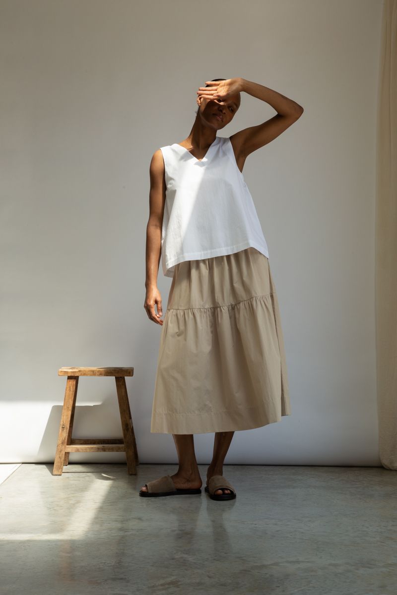 V-Neck Poplin Vest