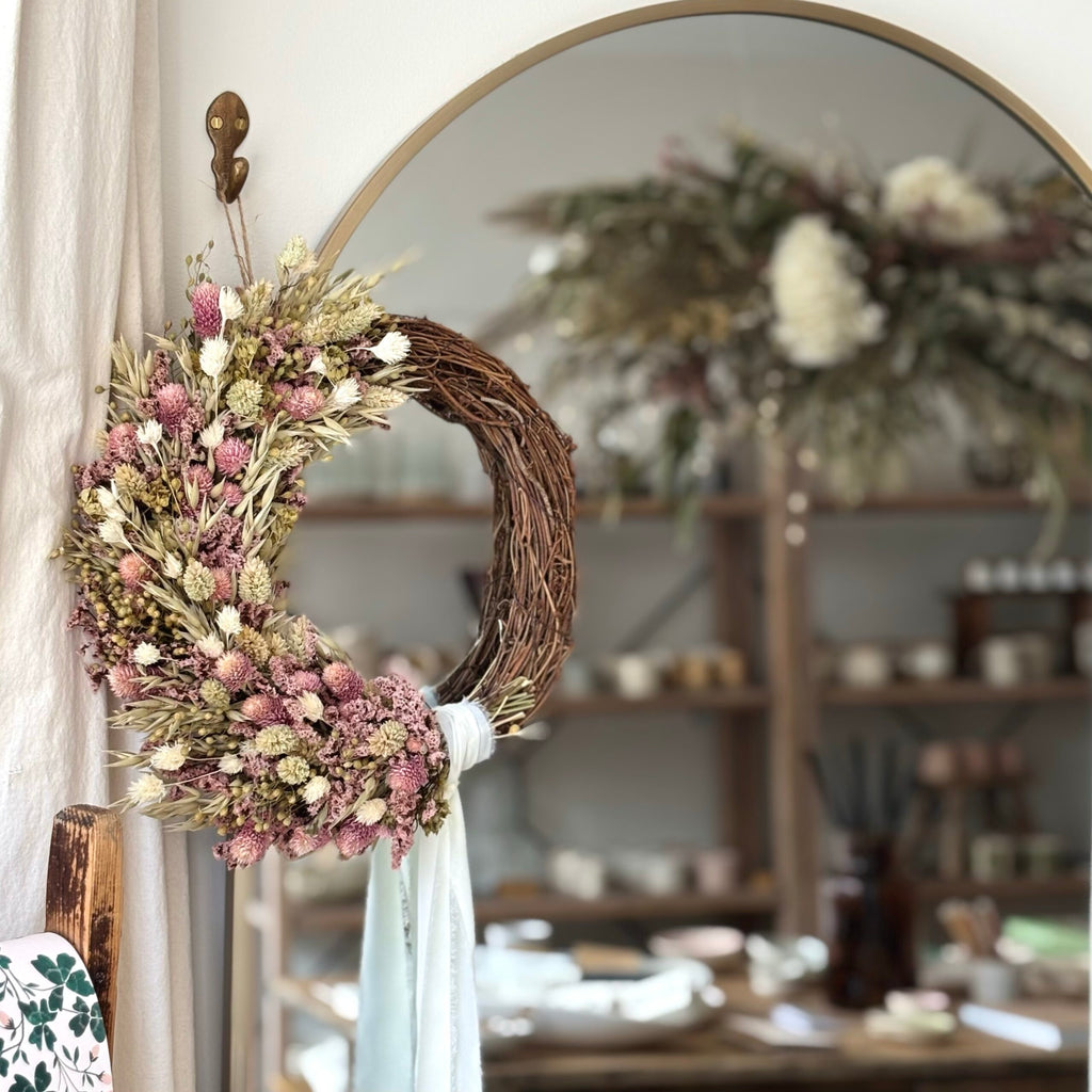 Blush Bloom Dried Wreath | Handmade UK image 0