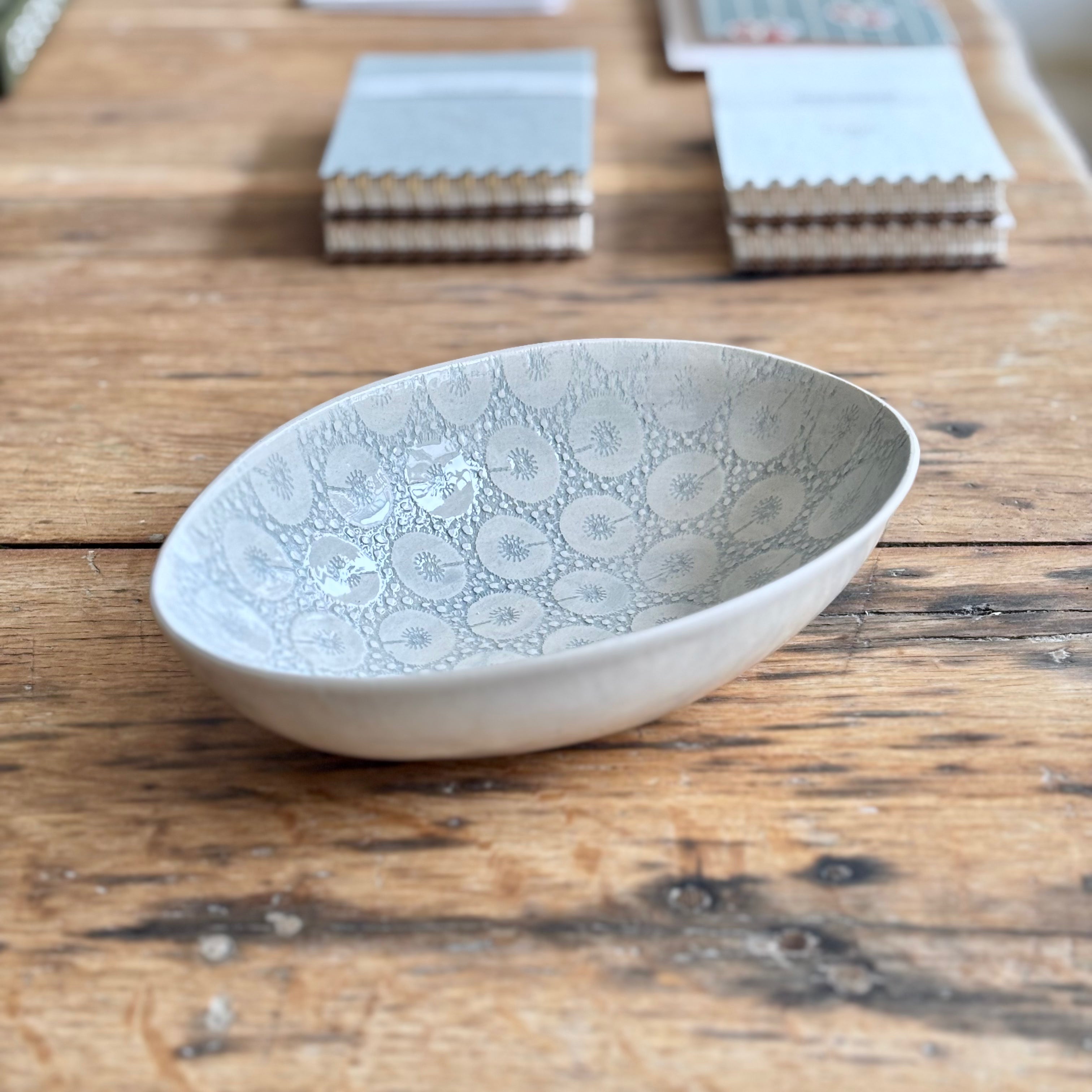 Small Oval Bowl Dark Duck Egg | Handmade Pottery