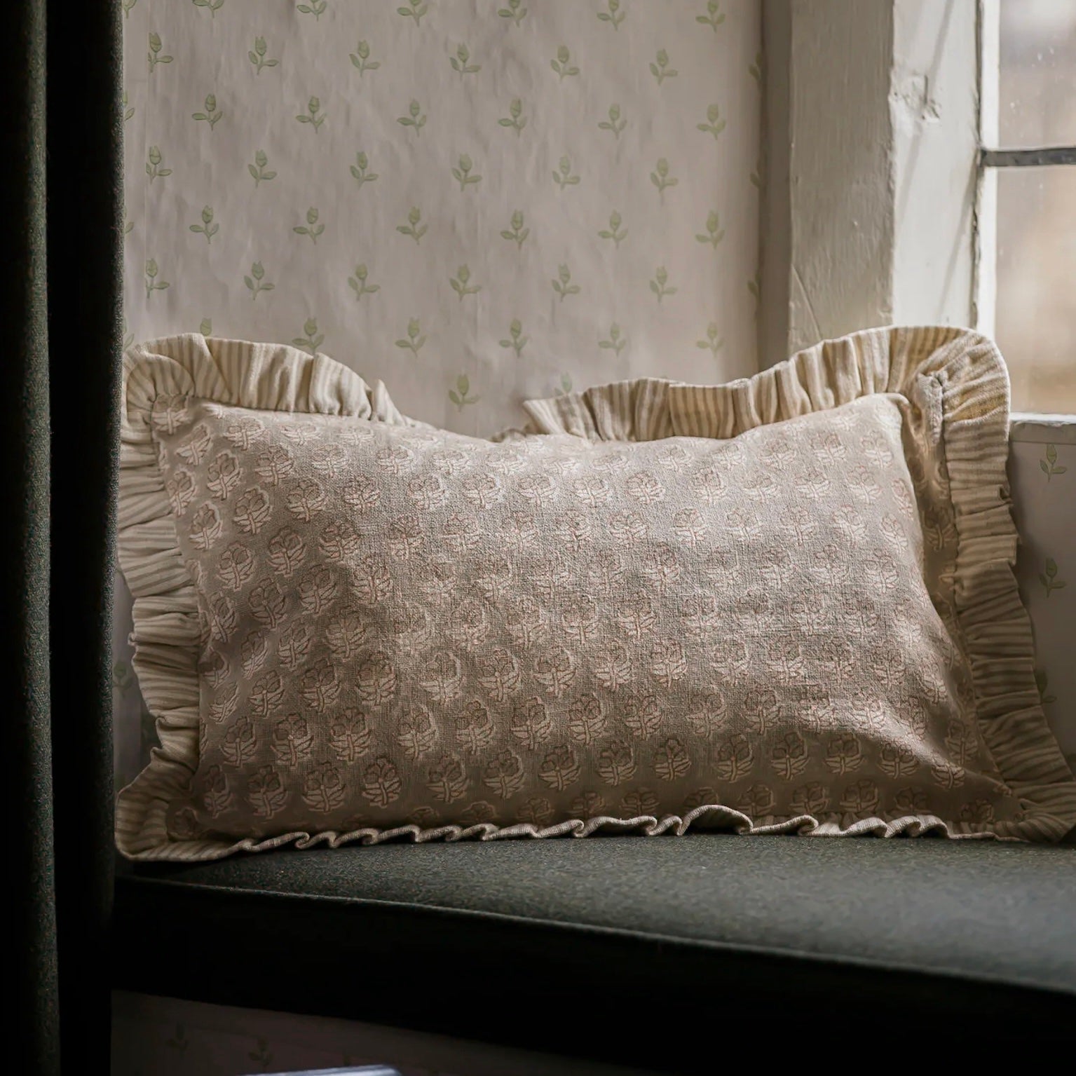 Floral Print Frill Cushion image 2