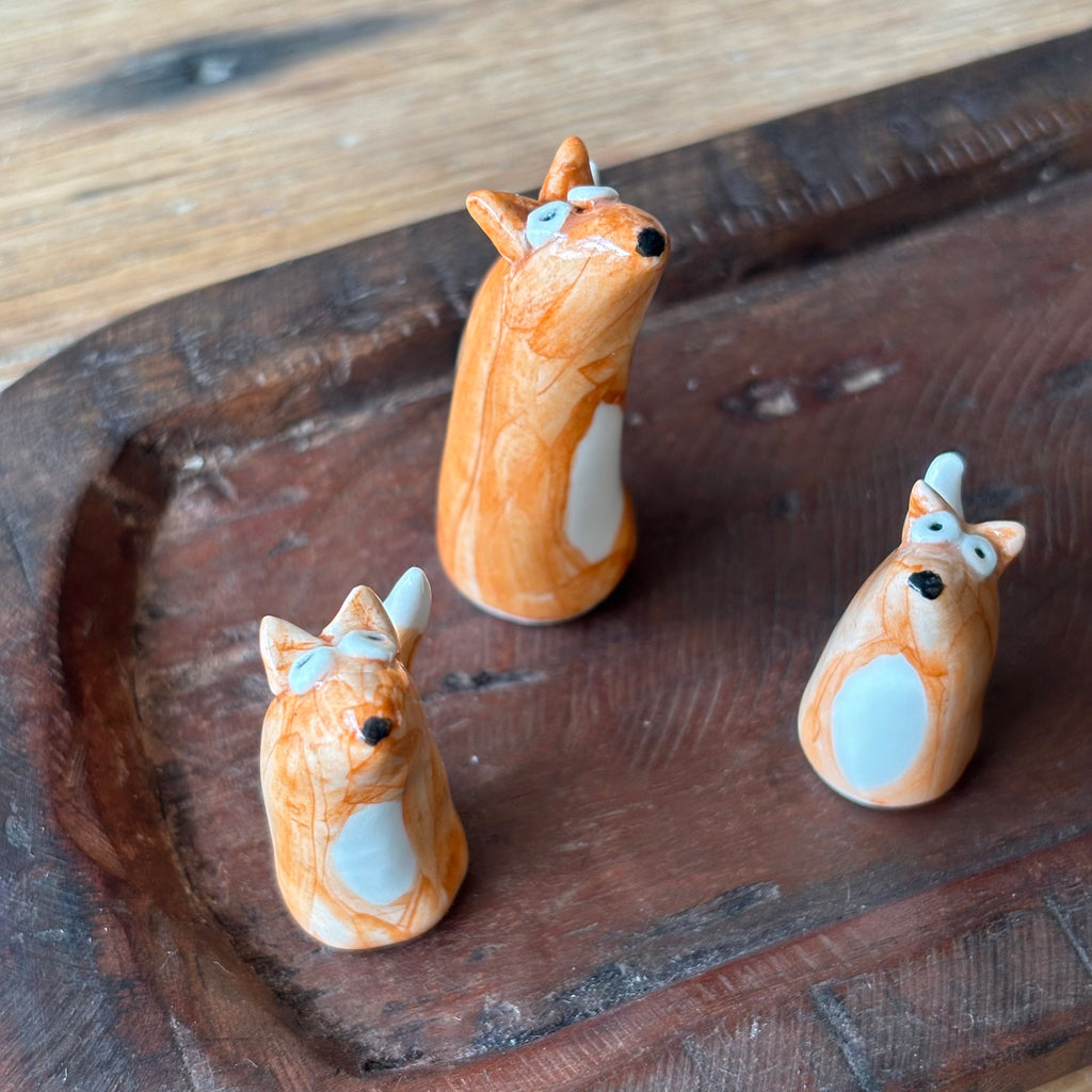 Handcrafted Trio of Foxes