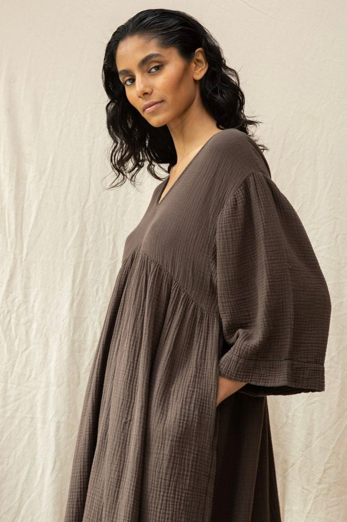 Gauze V-Neck Dress
