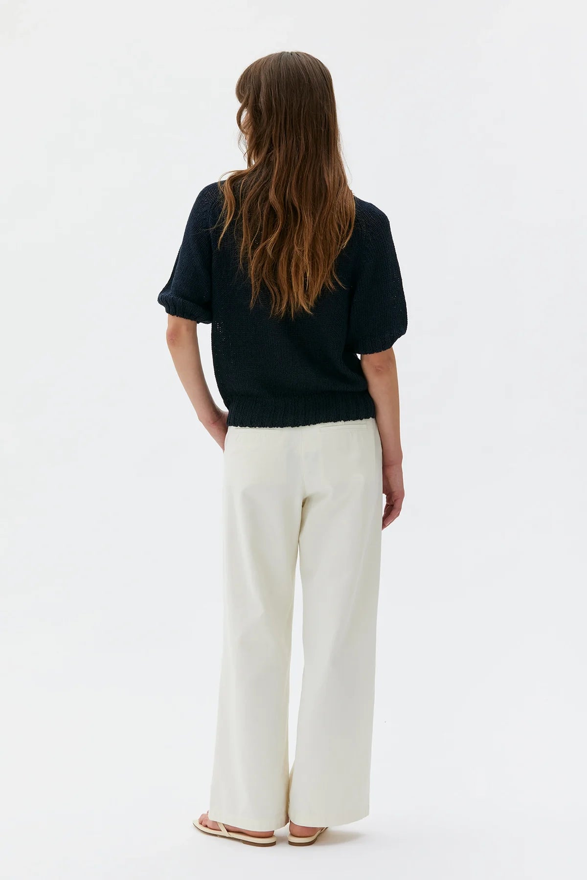 Open Knit Short-Sleeve Jumper