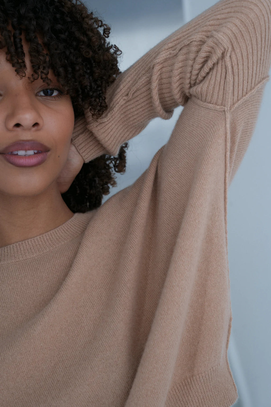 Ribbed Sleeve Cashmere Jumper