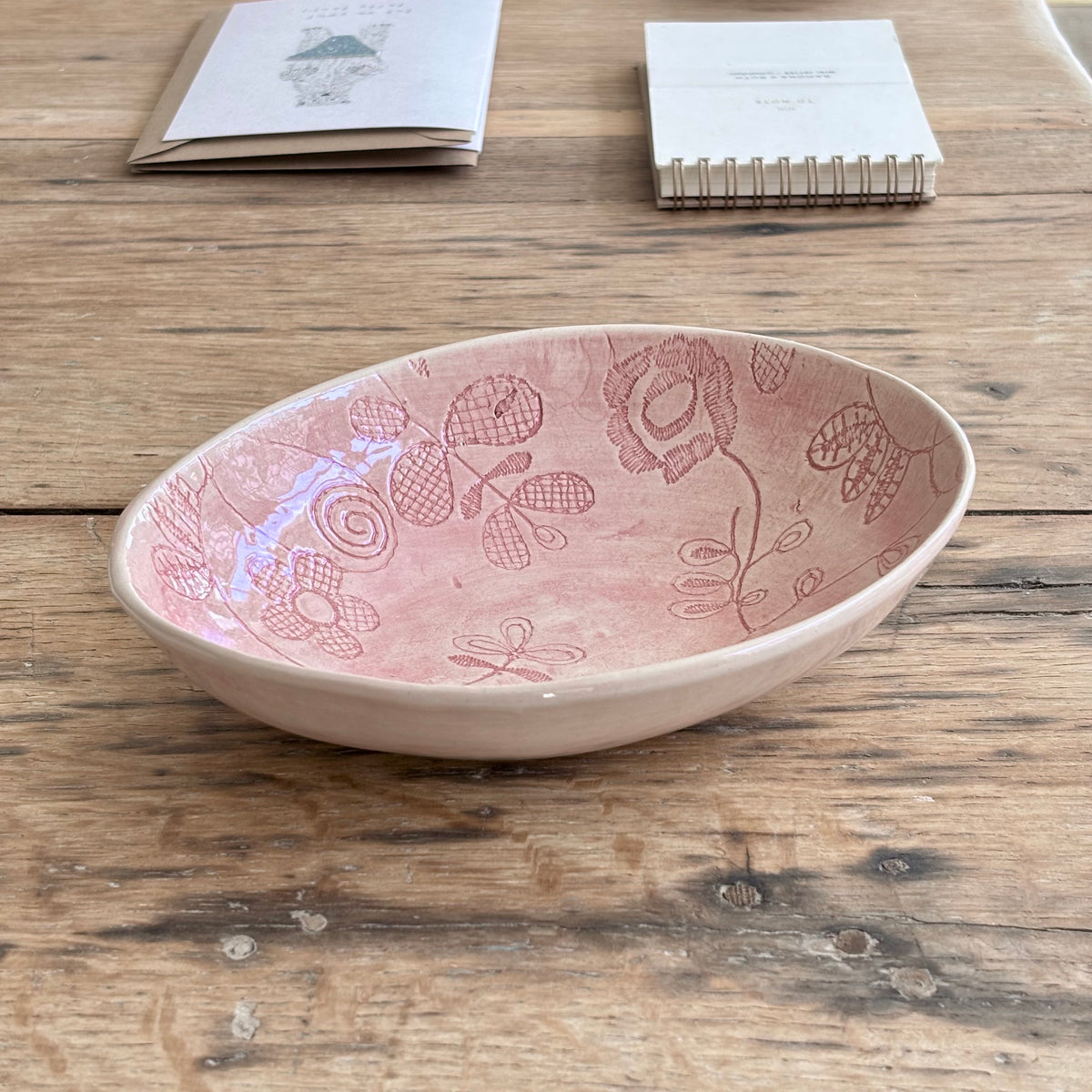 Small Oval Bowl Dark Pink| Handmade Pottery