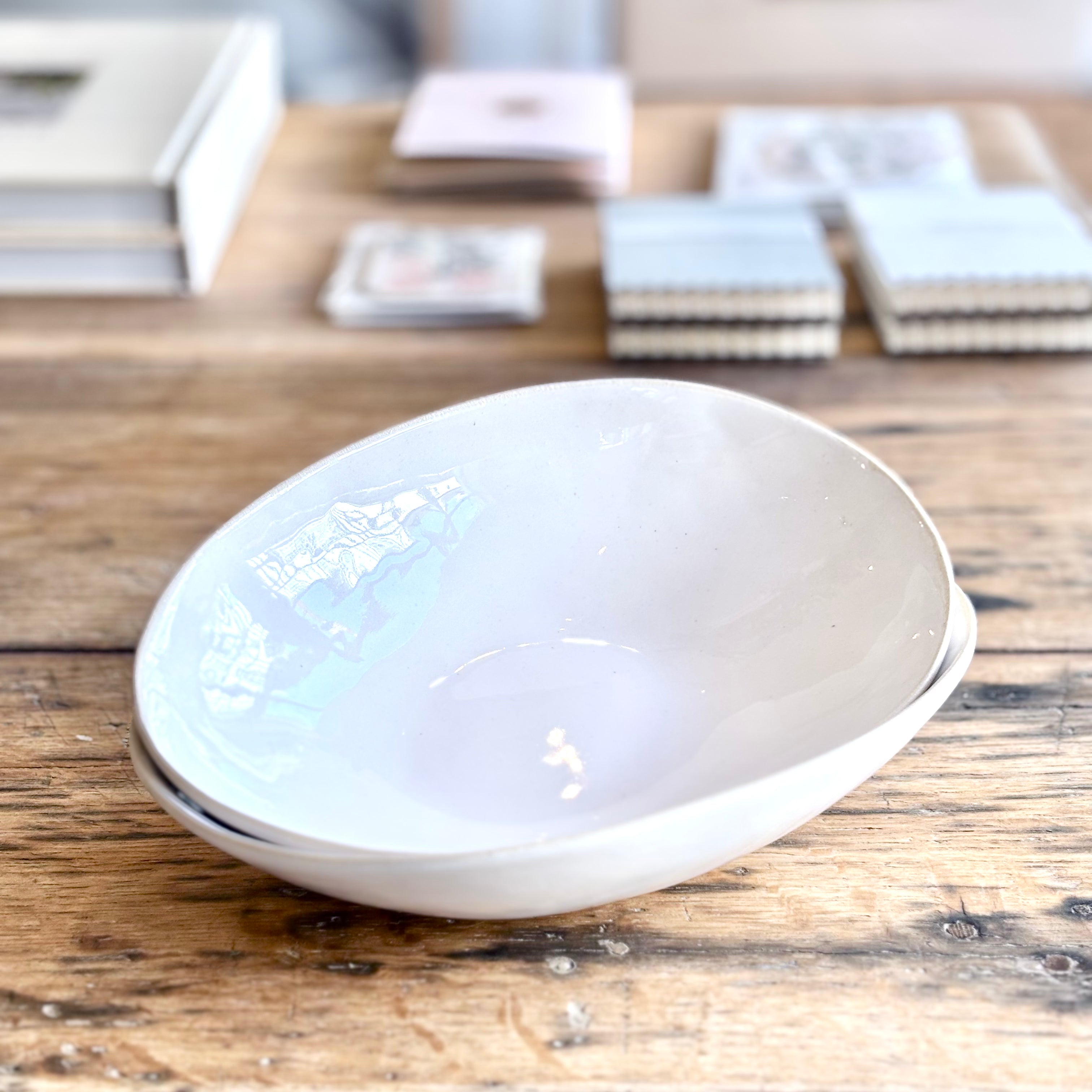 Medium Oval Bowl White | Handmade Pottery