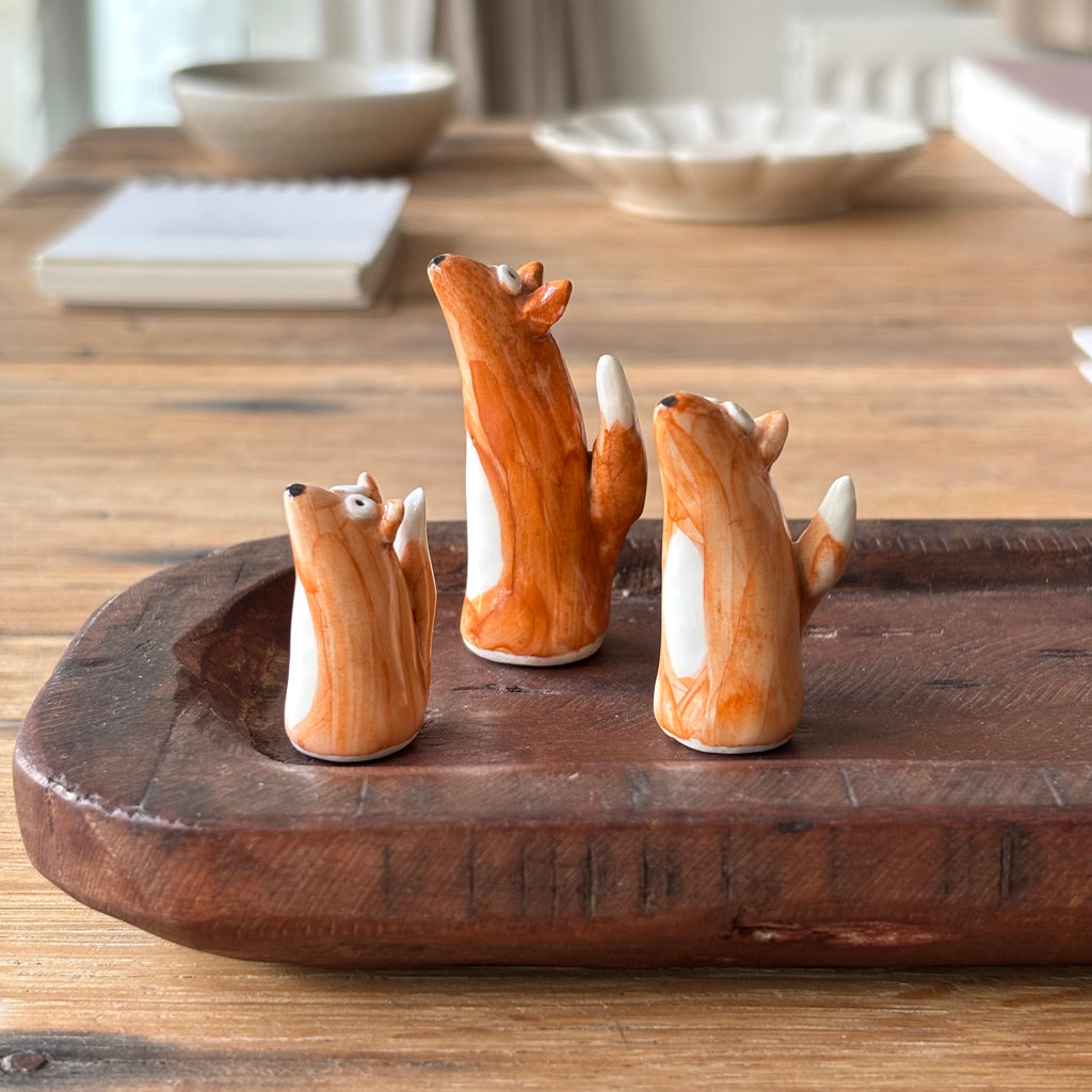 Handcrafted Trio of Foxes