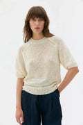 Open Knit Short-Sleeve Jumper