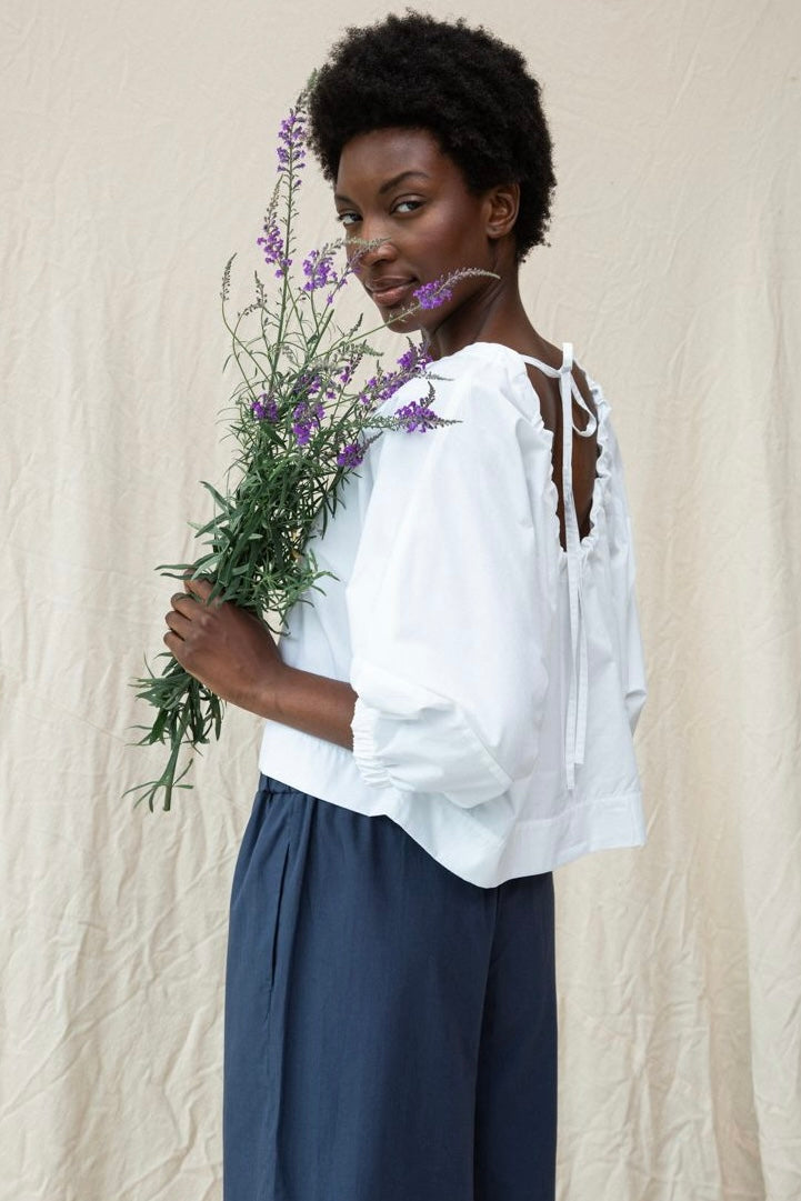 Poplin Balloon Sleeve Top | Organic Cotton