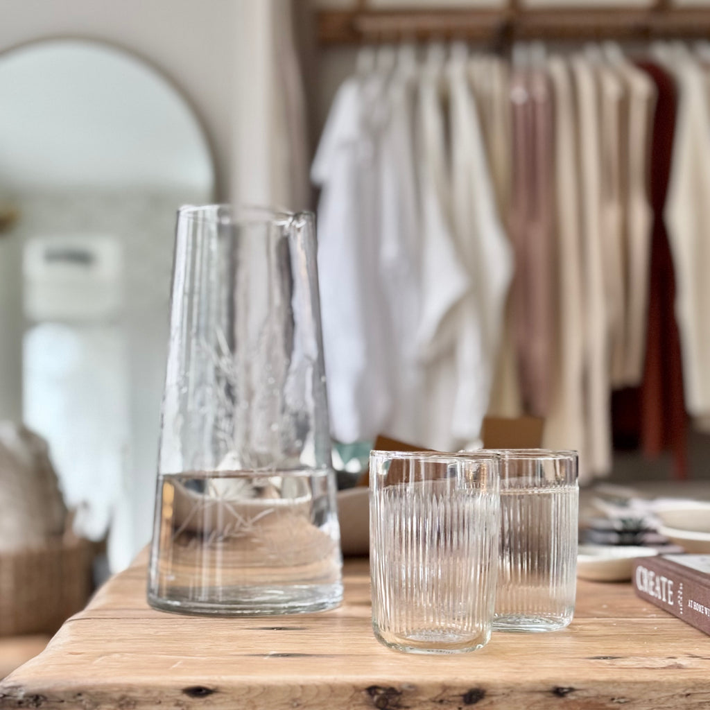Handblown Reeded Glass Tumbler