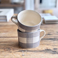 Squat Mug Grey Gingham | Handmade Pottery