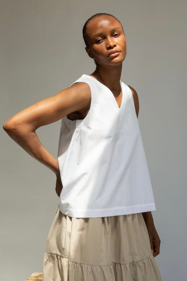 V-Neck Poplin Vest