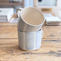 Wonki Ware squat mug duck egg stripe handmade ceramic