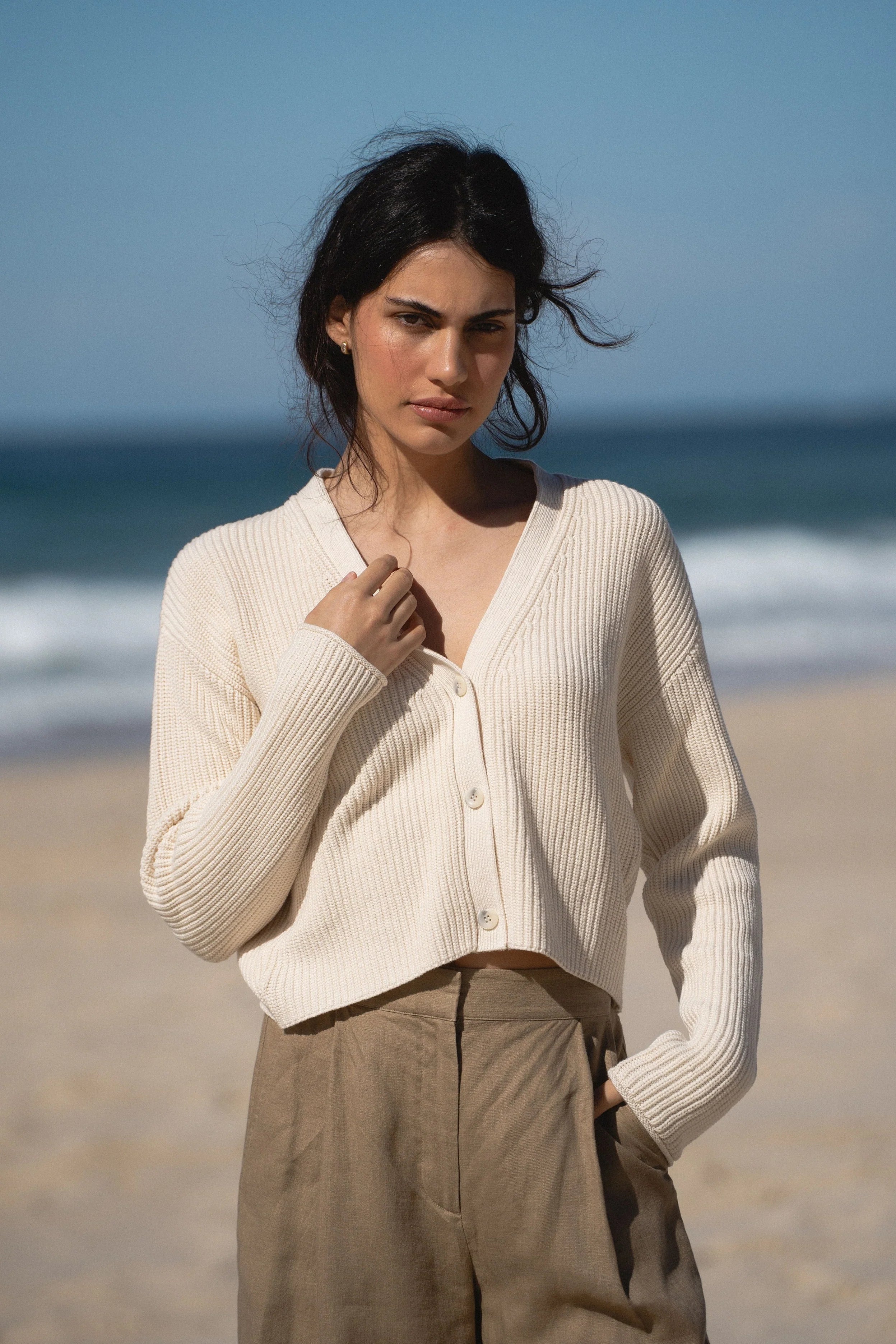 V-Neck Ribbed Cardigan