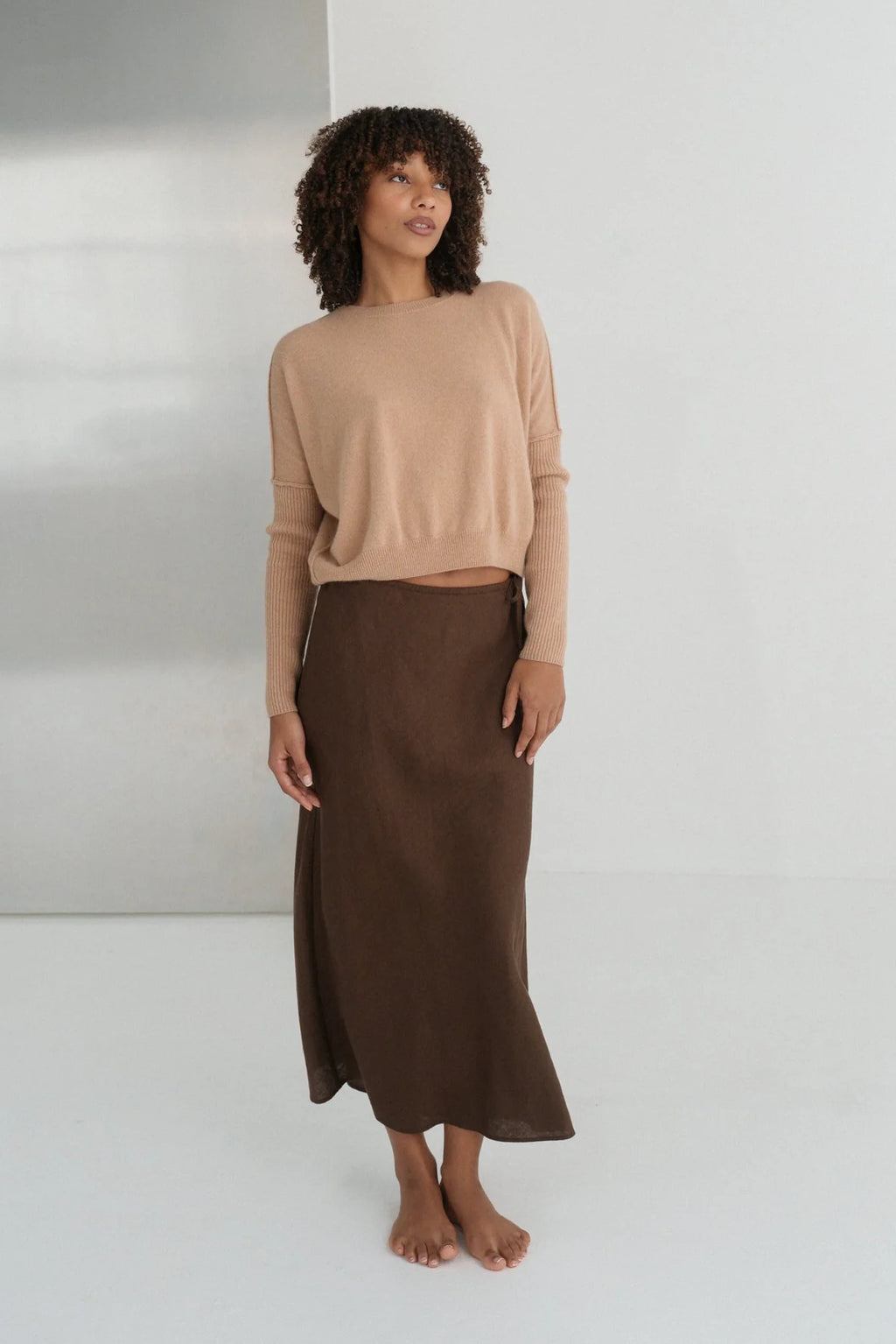 Ribbed Sleeve Cashmere Jumper