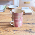 Squat Mug Pink Gingham | Handmade Pottery