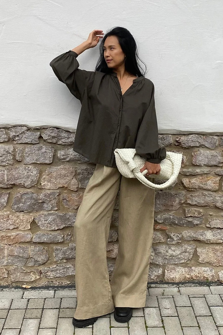 Relaxed Button-Front Blouse