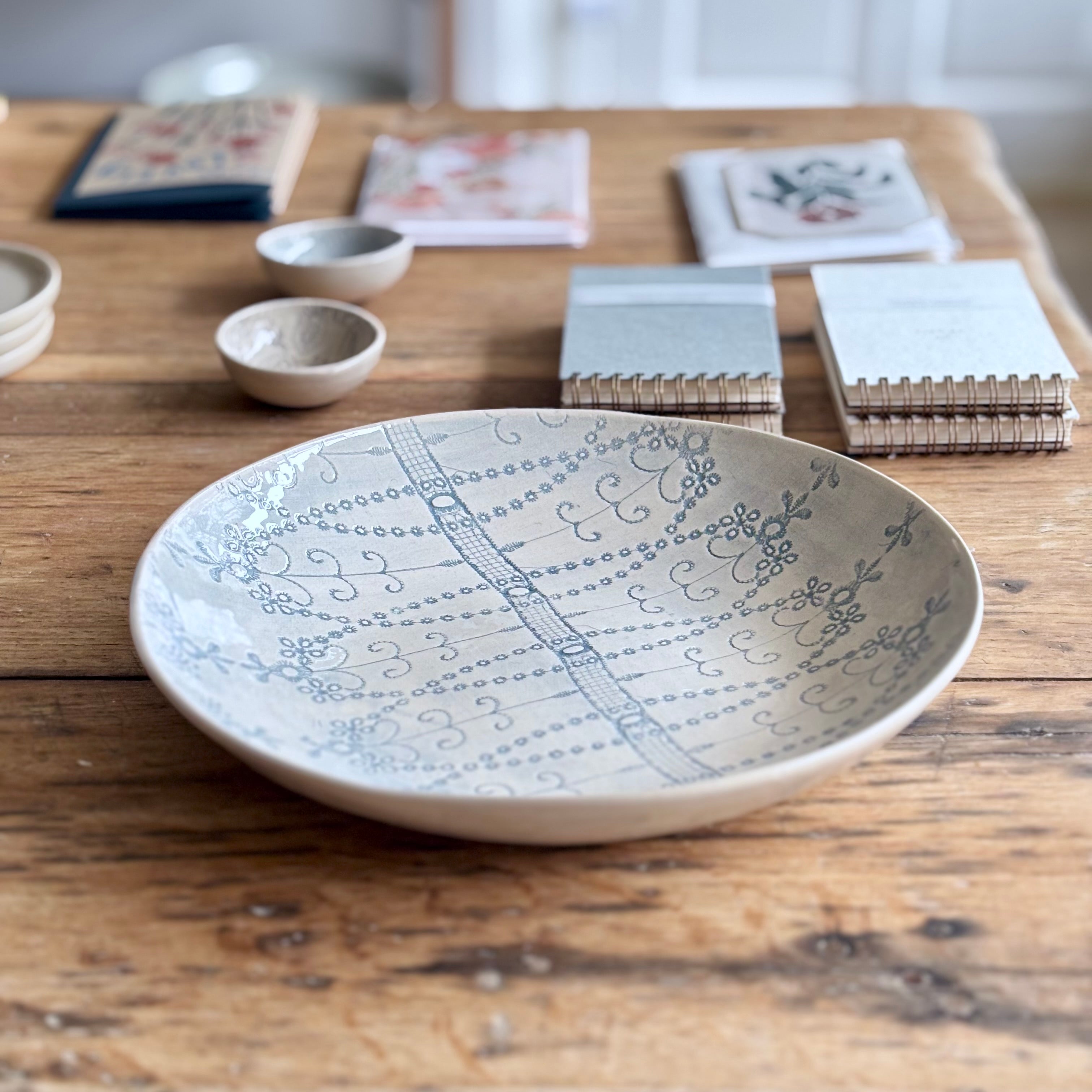 Spaghetti Bowl Medium Duck Egg | Handmade Pottery