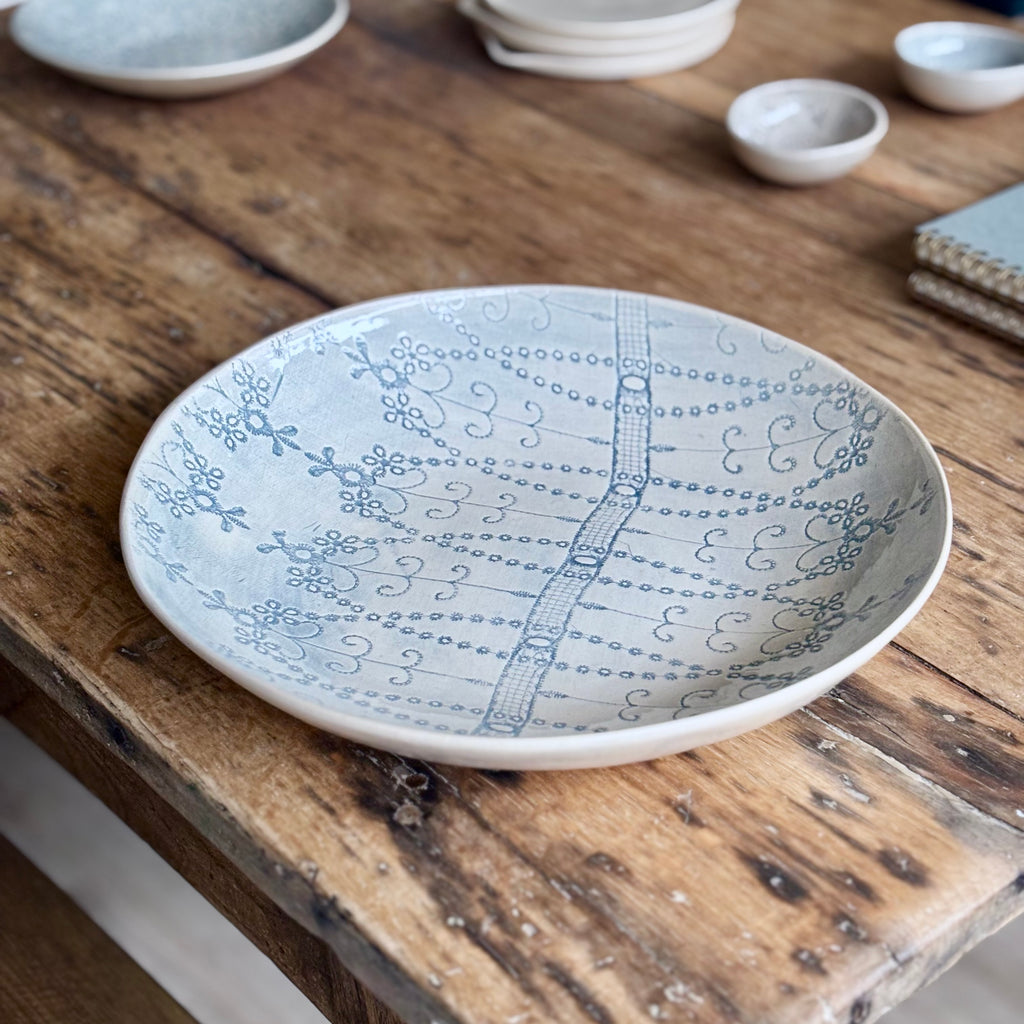 Spaghetti Bowl Medium Duck Egg | Handmade Pottery