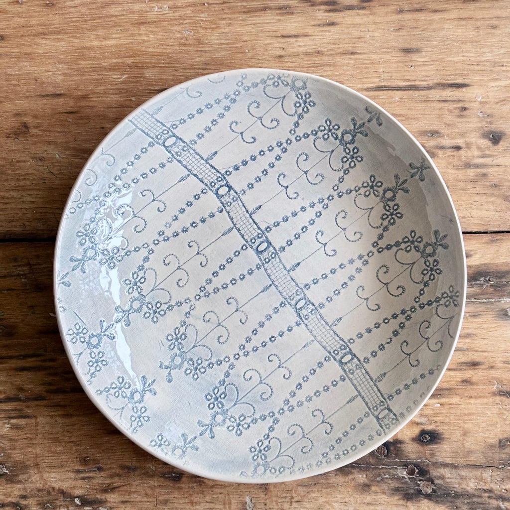 Spaghetti Bowl Medium Duck Egg | Handmade Pottery
