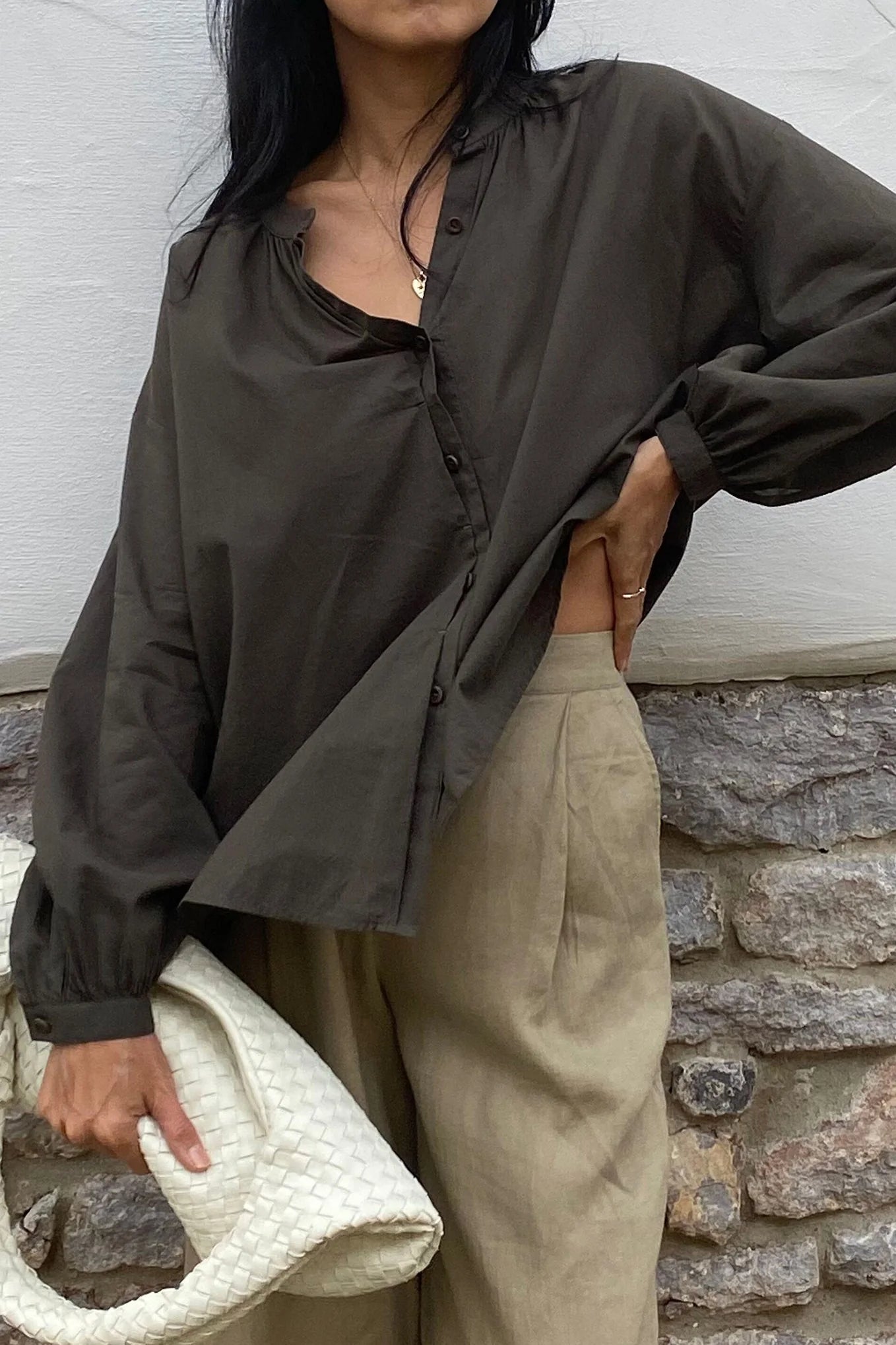 Relaxed Button-Front Blouse