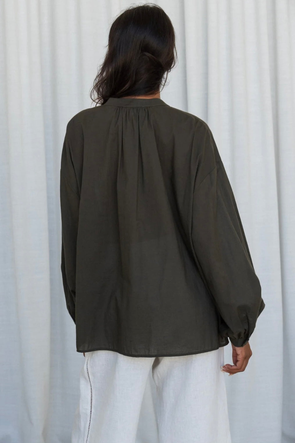 Relaxed Button-Front Blouse