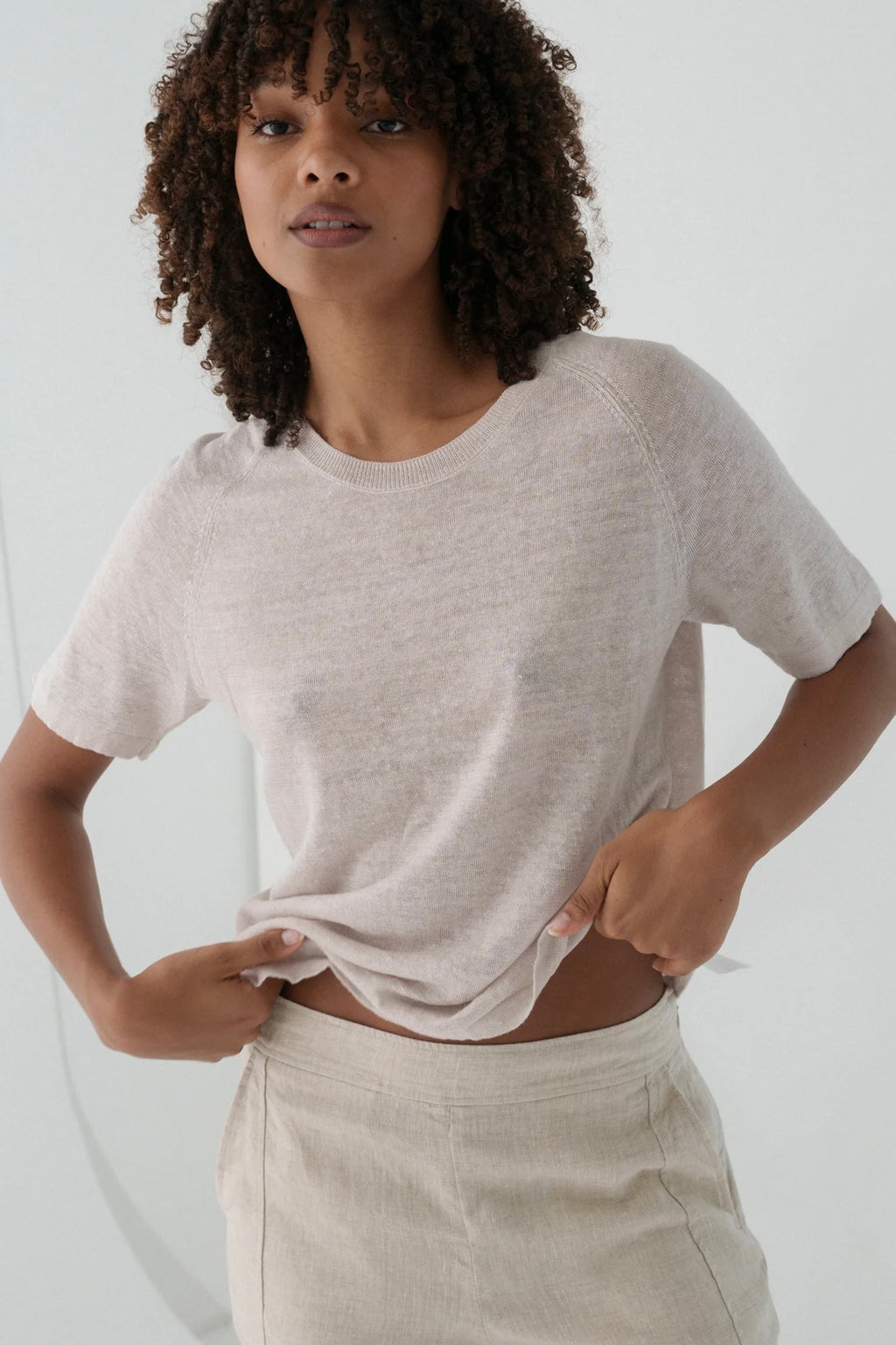 Round Neck Knitted T-Shirt
