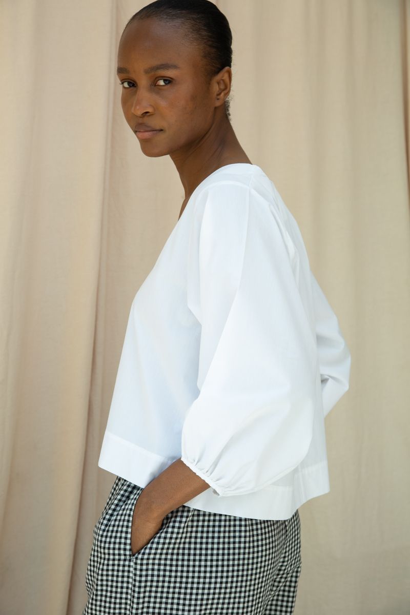 Scoop Neckline Poplin Top