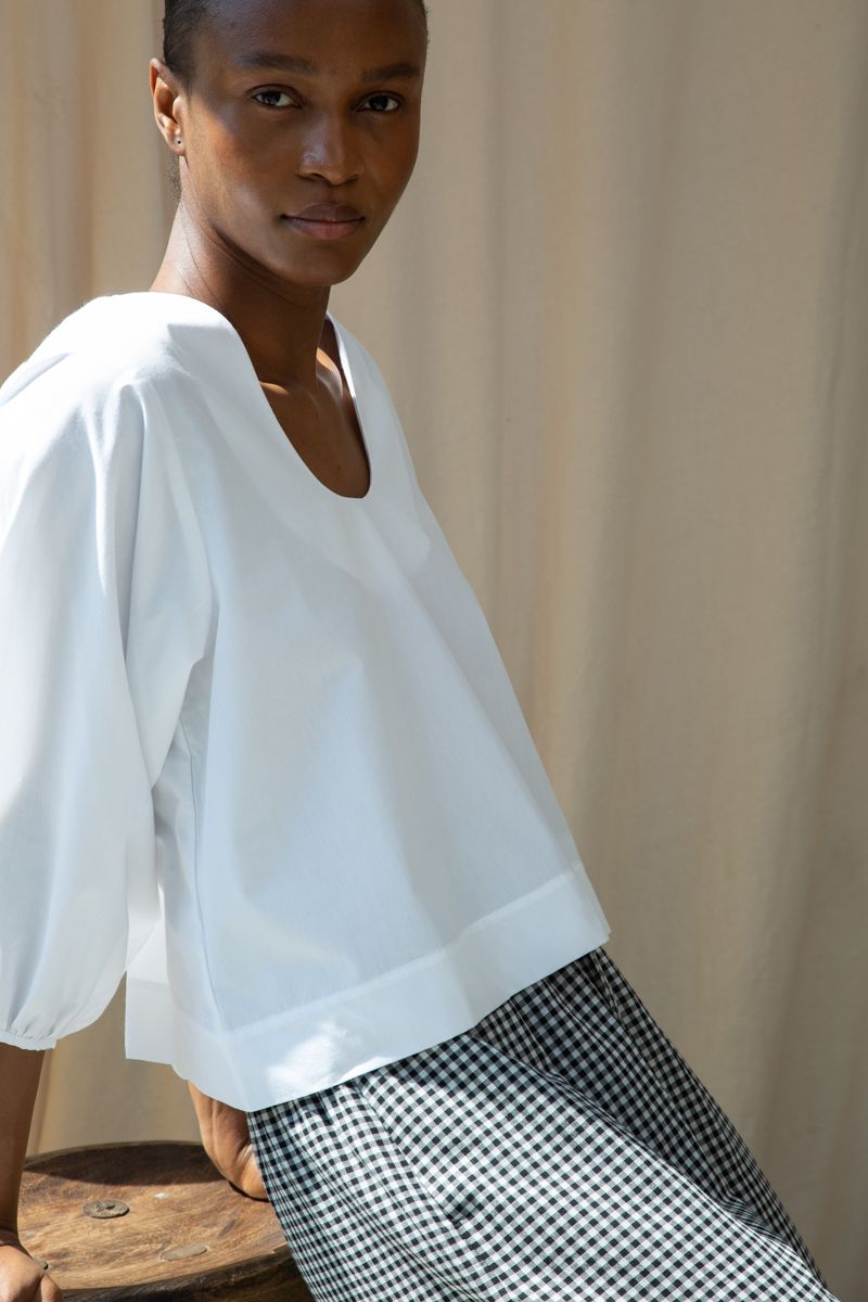 Scoop Neckline Poplin Top