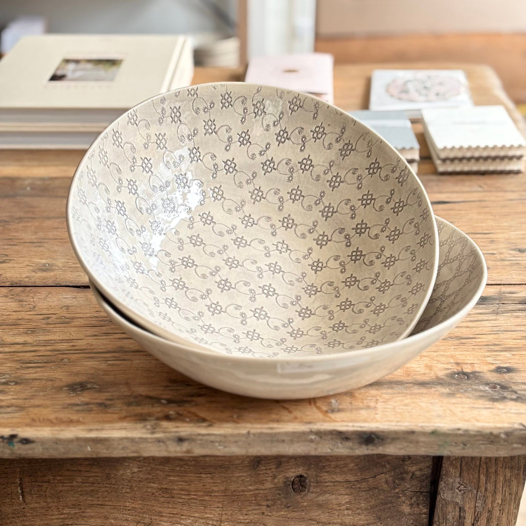 Salad Platter Grey | Handmade Pottery - Grey Patterned (D) image