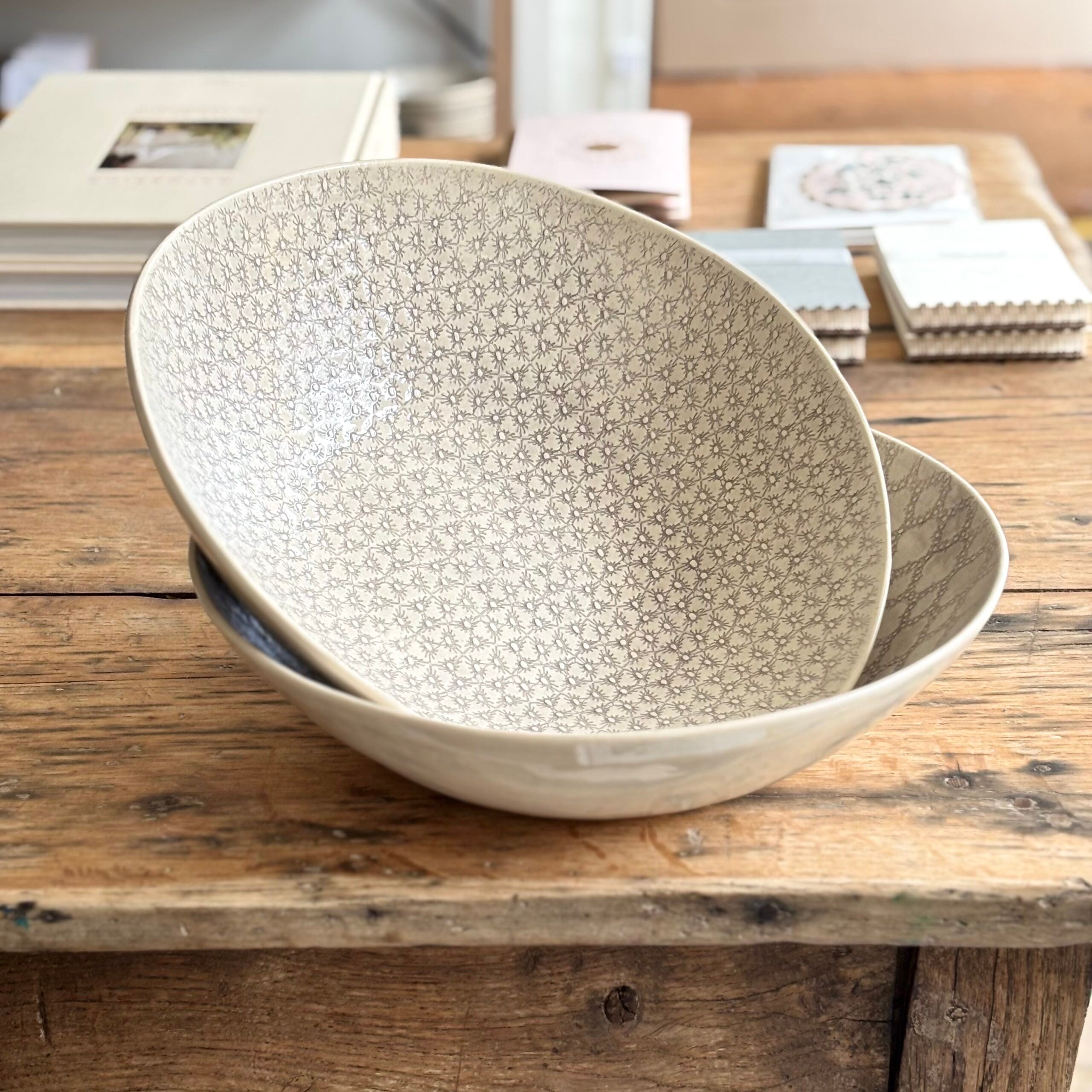Salad Platter Grey | Handmade Pottery - Grey Patterned (C) image