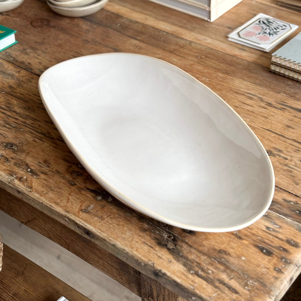 Extra-Large Oval Bowl White | Handmade Pottery image 1